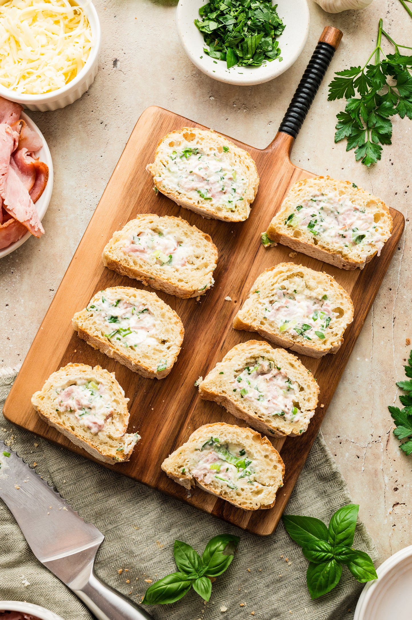 Ham and Cheese Stuffed Baguette