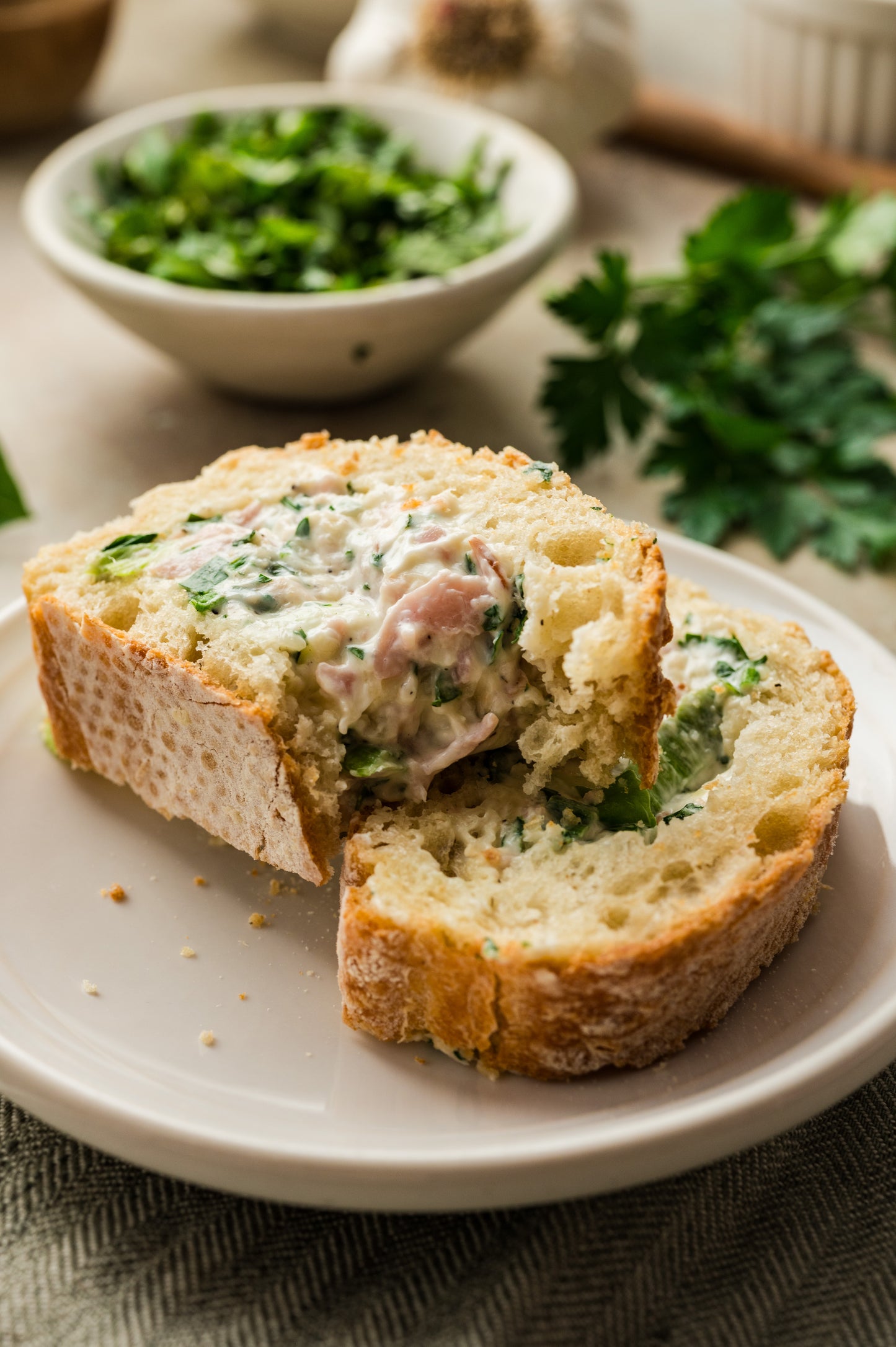 Ham and Cheese Stuffed Baguette