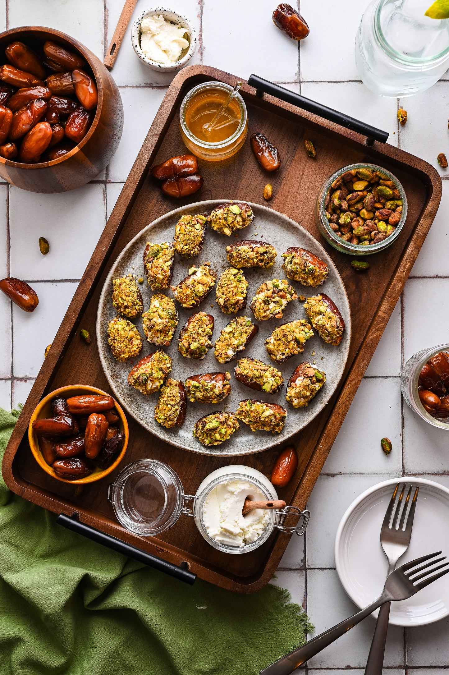 Stuffed Dates with Goat Cheese and Pistachios