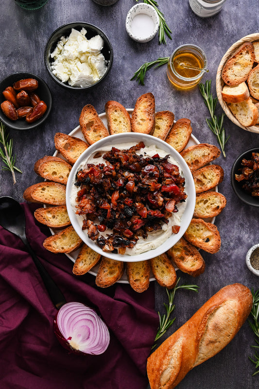 Whipped Goat Cheese with Bacon and Dates