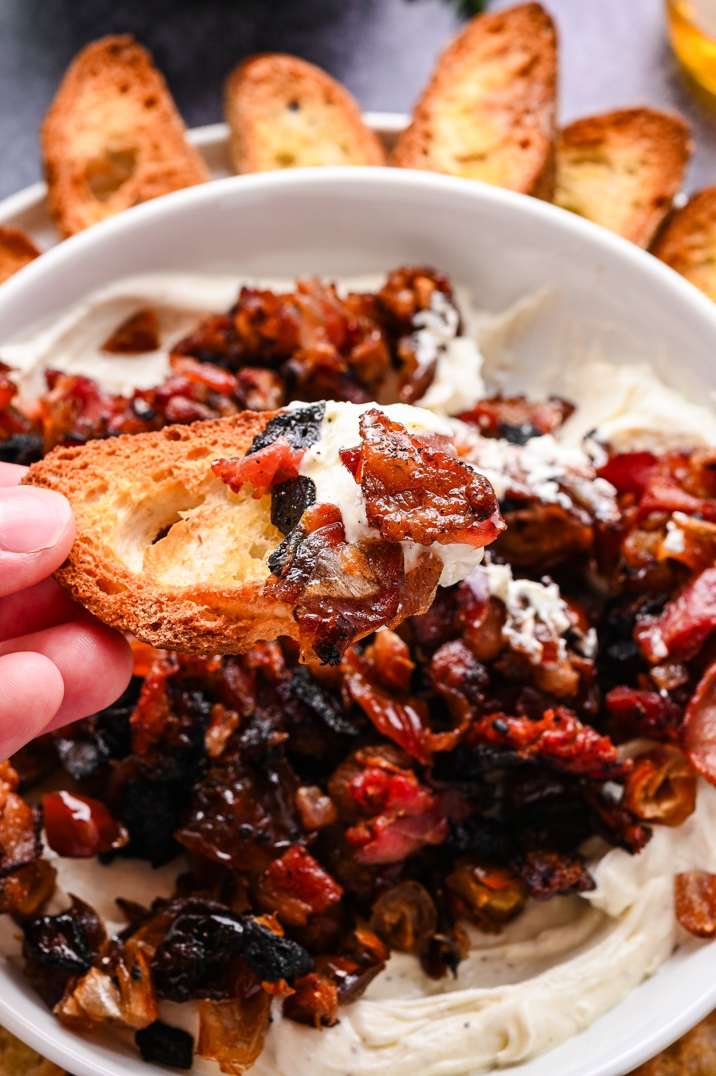 Whipped Goat Cheese with Bacon and Dates