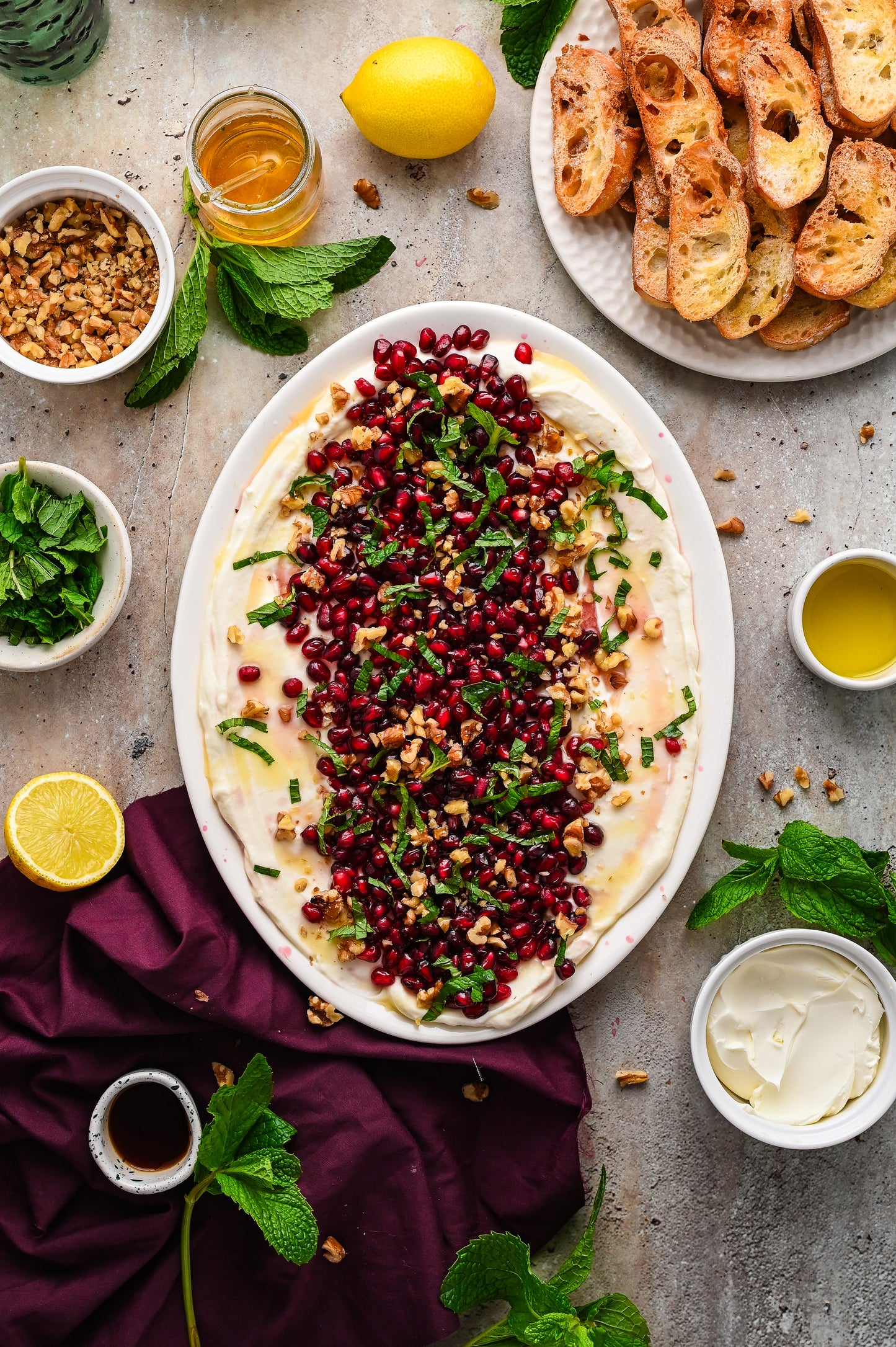 Whipped Ricotta with Pomegranate and Mint