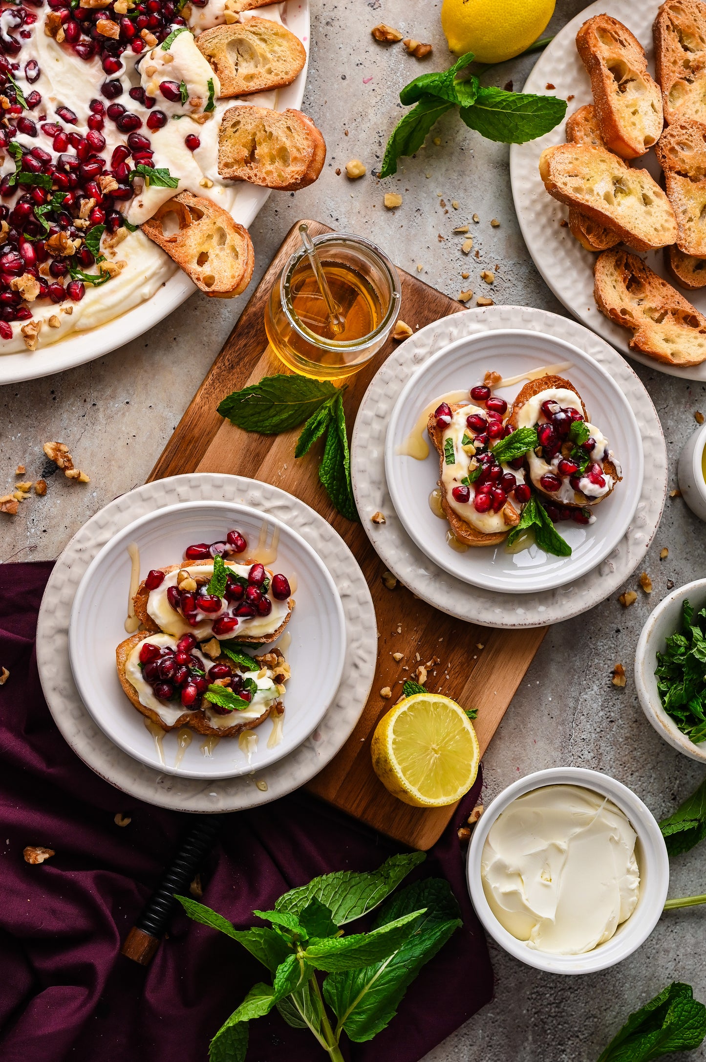 Whipped Ricotta with Pomegranate and Mint