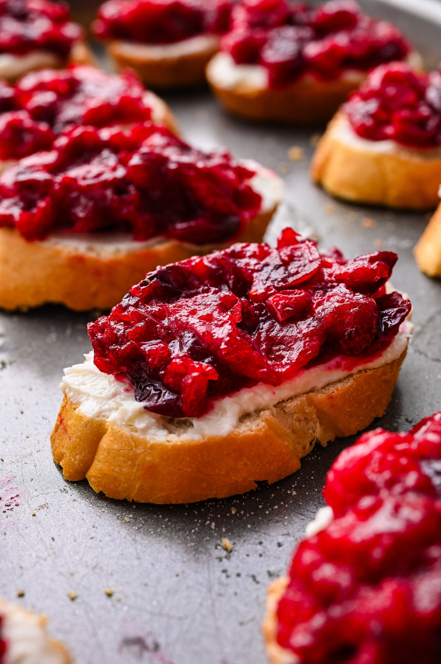 Roasted Cranberry and Goat Cheese Crostini