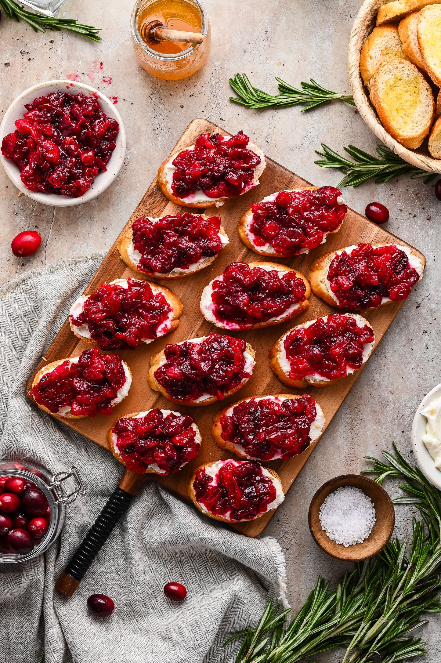 Roasted Cranberry and Goat Cheese Crostini