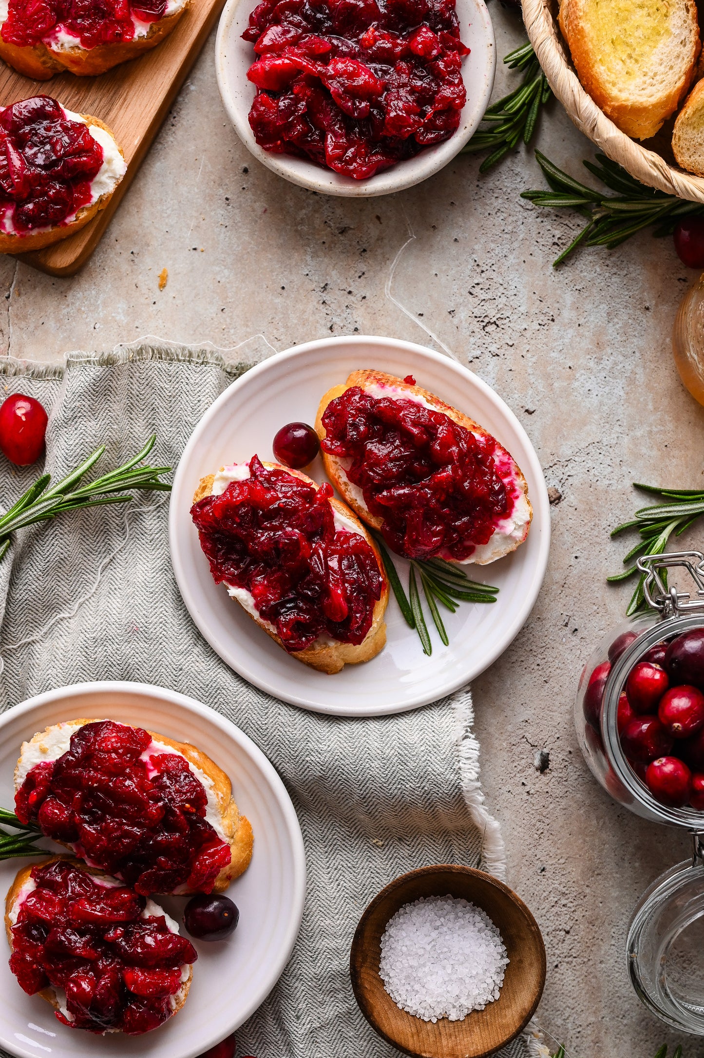 Roasted Cranberry and Goat Cheese Crostini
