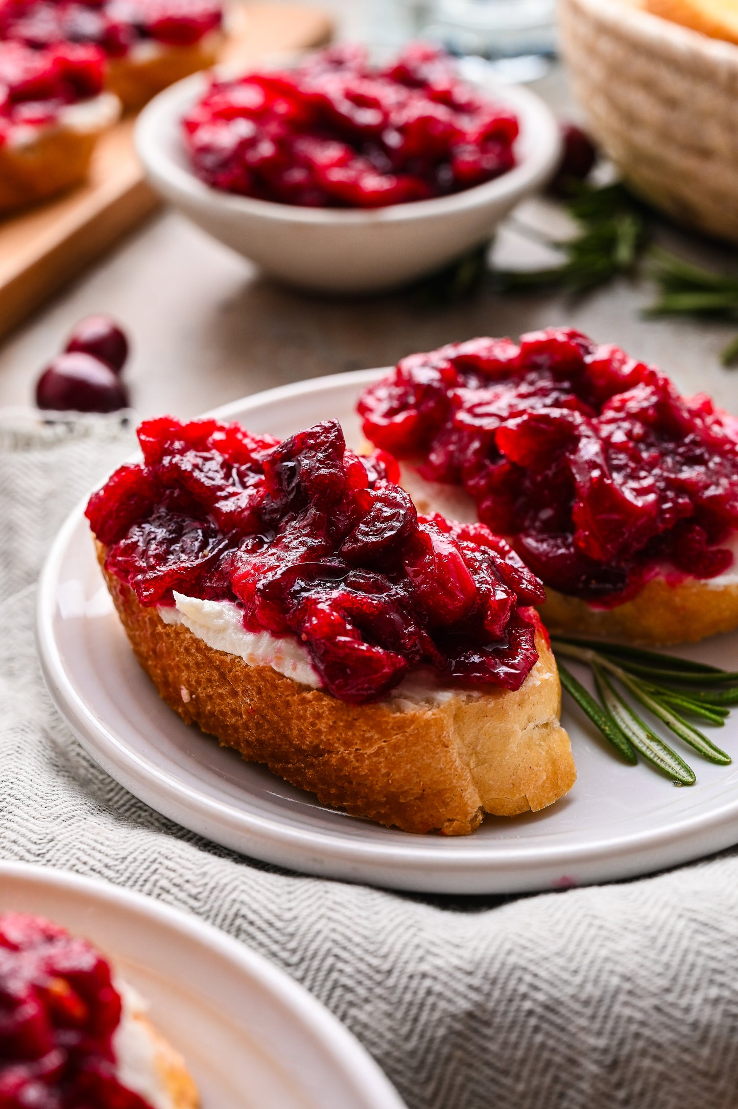 Roasted Cranberry and Goat Cheese Crostini