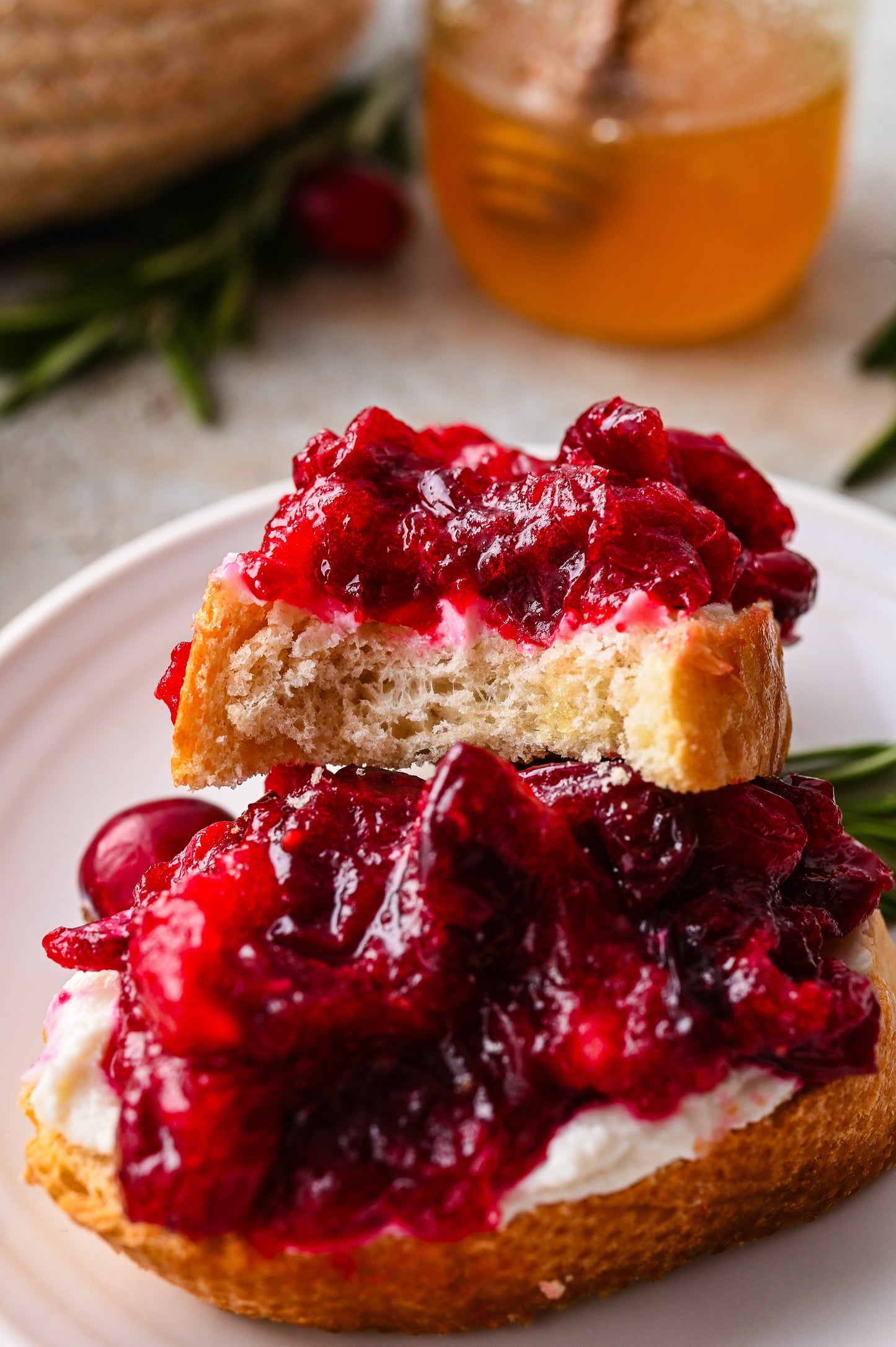 Roasted Cranberry and Goat Cheese Crostini